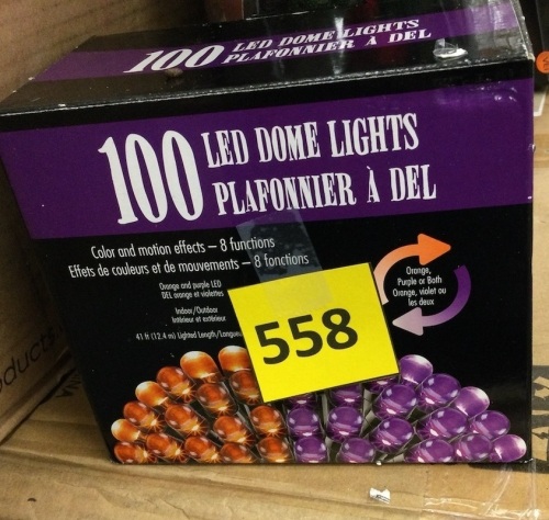100 LED Dome Lights, 8 Functions, Indoor/Outdoor, 41ft, Orange/Purple - Lot 558