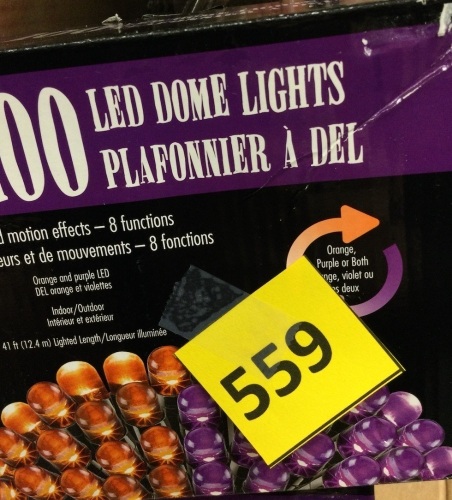 100 LED Dome Lights, 8 Functions, Indoor/Outdoor, 41ft, Orange/Purple - Lot 559