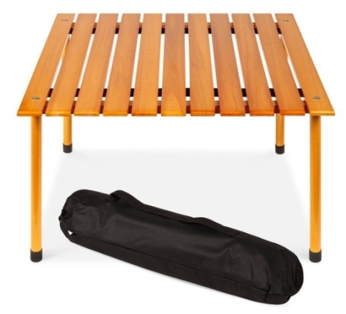 Foldable Indoor Outdoor Wooden Table w/ Carrying Case - 28x28in - Lot 579