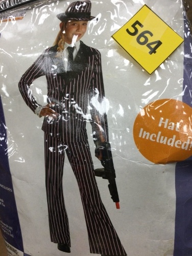 Gangster Girl 20's Mobster Child Costume Halloween, Jacket/Hat/Pants/Dickey with Attached Tie, Appears New - Lot 564