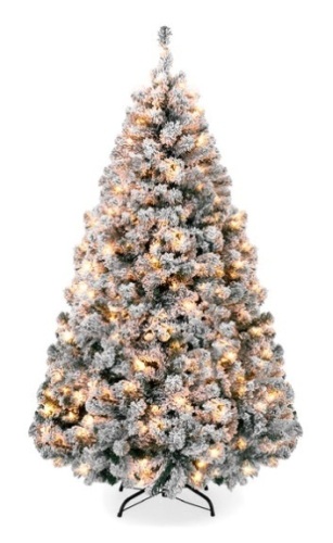 Pre-Lit Snow Flocked Artificial Pine Christmas Tree w/ Warm White Lights, 9ft - Lot 594