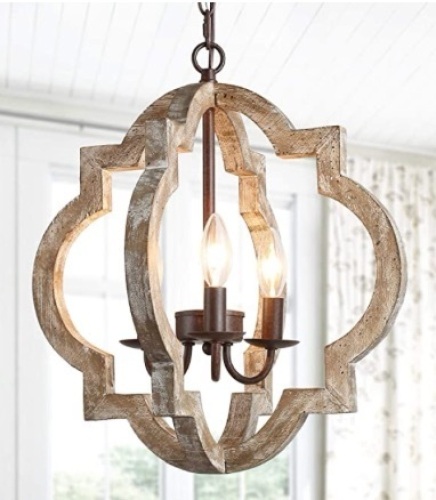 Wood Farmhouse Orb Chandelier, Appears New, Retail 199.99 - Lot 16