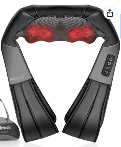 Nekteck Shiatsu Neck Massager, Powers Up, Appears New, Retail 47.99 - Lot 222