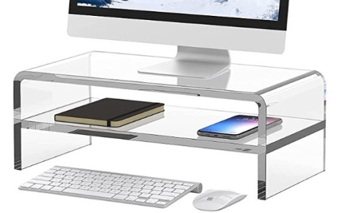 Clear Acrylic 2 Tier Monitor Stand, Appears New, Retail 38.99 - Lot 470