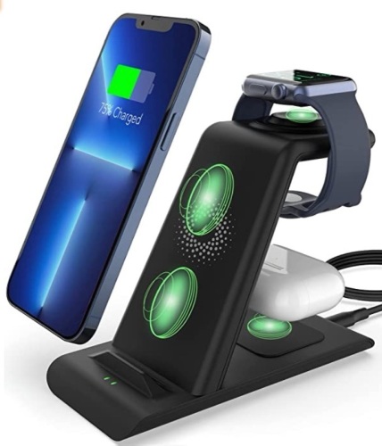 3 in 1 Wireless Charging Station, Missing Cord, E-Comm Return, Retail 69.99 - Lot 492