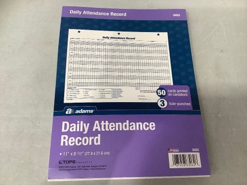 Adams Daily Attendance Record, New, Retail 9.79 - Lot 533