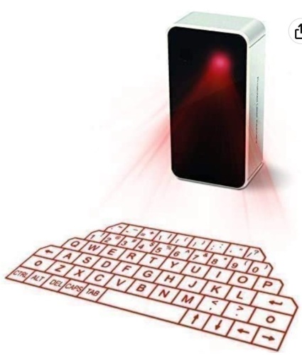 AGS Wireless Laser Projection Bluetooth Keyboard, Powers Up, Appears New, Retail 45.99 - Lot 192