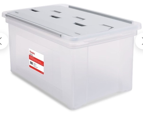Staples Hanging File Box, Damaged, E-Comm Return, Retail 30.99 - Lot 596