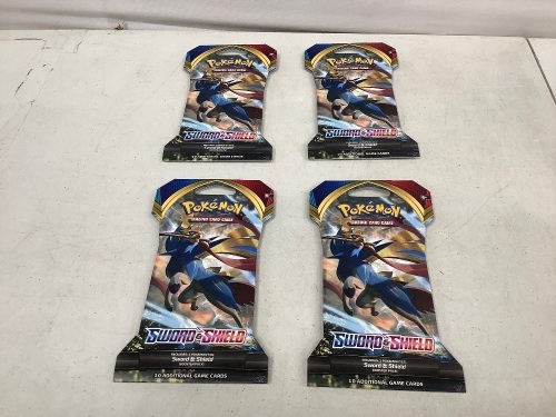 Lot of (4) Pokemon Sword & Shield Game Cards, Appears New, Retail 39.92 - Lot 488