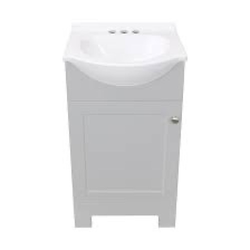 Style Selections Euro 18-in White Single Sink Bathroom Vanity with White Cultured Marble Top - Lot 1463
