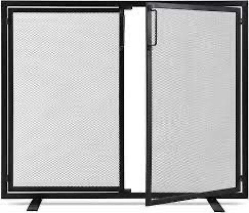 2-Door Wrought Iron Fireplace Screen w/ Magnetic Doors - 38.5x41in - Lot 1469
