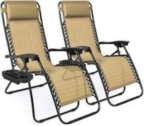 Set of 2 Adjustable Steel Mesh Zero Gravity Lounge Chair Recliners - Lot 1498