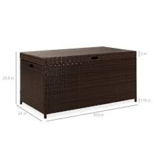 Indoor Outdoor Wicker Storage Box w/ Steel Frame, Lift-Up Top - 136 Gal - Lot 1501