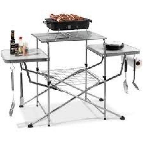 Portable Folding Grill Table w/ Carrying Case, 4 Utility Hooks - Lot 1512