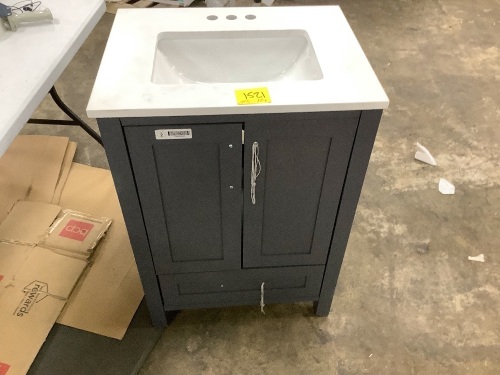 Gray Vanity W/ White Sink - Lot 1521