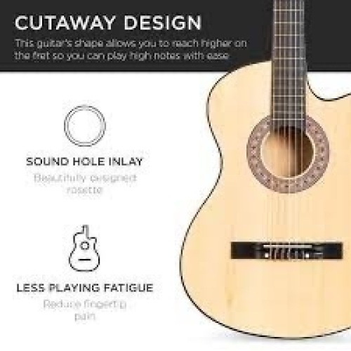 Beginner Acoustic Cutaway Guitar Set w/ Case, Strap, Capo - 38in - Lot 1554