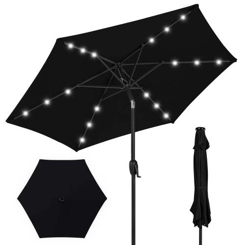 Outdoor Solar Patio Umbrella w/ Push Button Tilt, Crank Lift - 7.5ft - Lot 1597