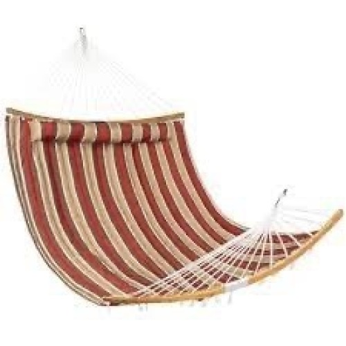 2-Person Quilted Portable Hammock w/ Curved Bamboo Spreader Bar, Carry Bag - Lot 1612