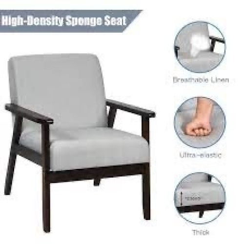 CASAINC Armchair Modern Light Gray Linen Contemporary Accent Chair - Lot 1661