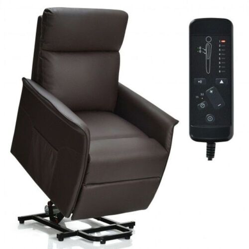 Electric Power Lift Recliner Chair with Remote Control-Coffee  - Lot 67