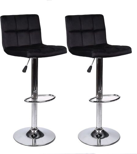 ELECWISH Set of 2 Velvet Fabric Adjustable Swivel Hydraulic Bar Stools - Lot 118