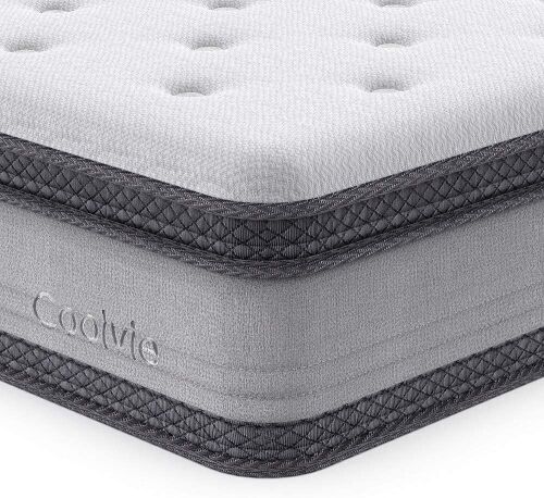 Coolvie 10" Comfy Cool Memory Foam and Innerspring Hybrid Mattress, with Individually Pocket Coils, Cushioning Euro Top and Breathable Hypoallergenic Knitted Cover, Full Size  - Lot 168
