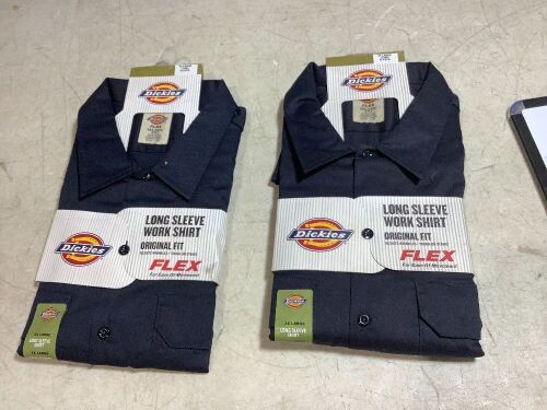 Lot of (2) Dickie's Flex Original Fit Long Sleeve Work Shirts for Men, 2 XL  - Lot 266