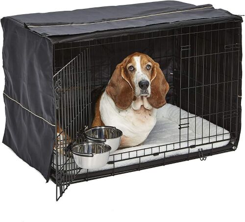 MidWest iCrate Starter Kit, Includes 36" Dog Crate, Dog Crate Cover, 2 Snap On Bowls & Fleece Bed  - Lot 397
