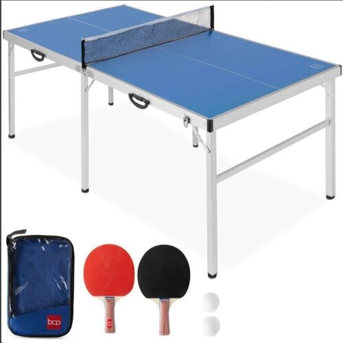 Portable Ping Pong Table Tennis Game Set w/ Paddles, Balls - 6x3ft - Lot 398