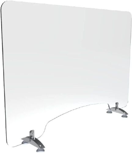 Versa Products Desktop Sneeze Guard, Pass-Thru Window, Extra Thick Clear Acrylic, Non-Scuff Suction Cup Feet, 36" x 24"  - Lot 407