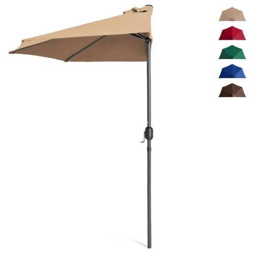 Half Patio Umbrella w/ 5 Ribs, Crank - 9ft - Lot 709