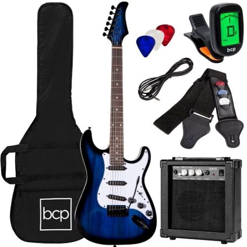 Beginner Electric Guitar Kit w/ Case, 10W Amp, Tremolo Bar - 39in - Lot 766