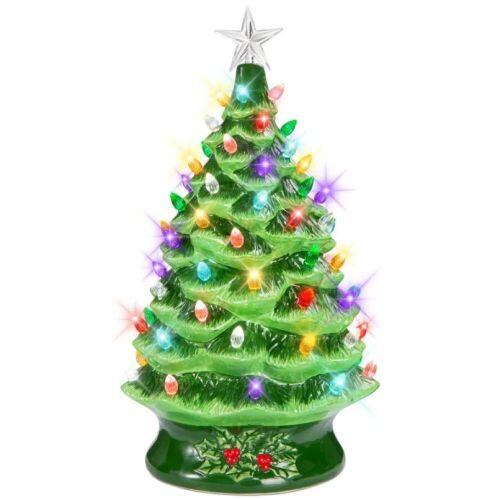 XL Pre-Lit Ceramic Christmas Tree Battery-Powered w/ LED Light, Timer - 24in - Lot 779
