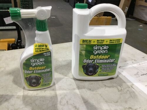 Simple Green Outdoor Odor Eliminator for Pets, Ideal for Artificial Grass & Patio, 32 oz Spray Bottle & 1 Gal Refill  - Lot 823