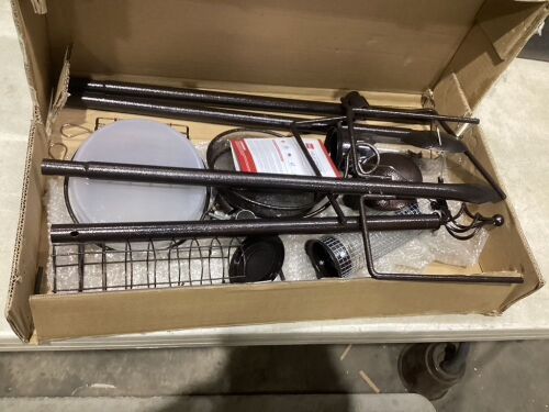 Bird Feeding Station, 6-Hook Steel Multi-Feeder Stand w/ 4 Feeders - 89in - Lot 1135