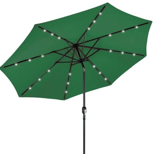 Solar LED Lighted Patio Umbrella w/ Tilt Adjustment, UV-Resistance - 10ft - Lot 441