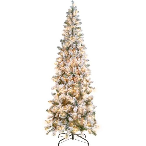 6' Pre-Lit Snow Flocked Artificial Pencil Christmas Tree - Lot 1152