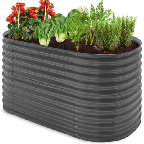 Raised Oval Garden Bed, Customizable Elevated Outdoor Metal Planter - 63in - Lot 450