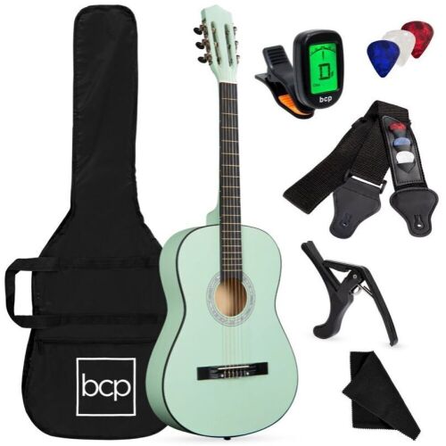 Beginner Acoustic Guitar Set w/ Case, Strap, Digital Tuner, Strings - 38in - Lot 360