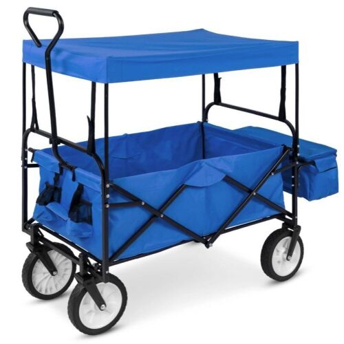 Utility Wagon Cart w/ Folding Design, 2 Cup Holders, Removable Canopy - Lot 249
