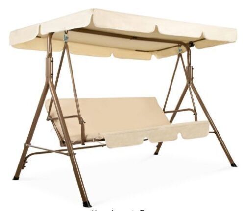2-Person Metal Patio Swing with Beige Cushion - Lot 1186