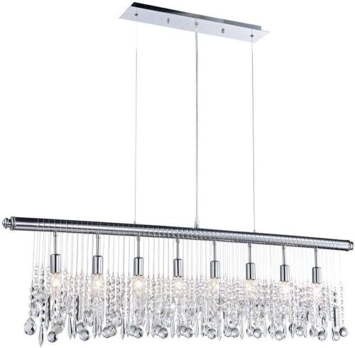 Saint Mossi 8-Lights K9 Modern Crystal Pendant Chandelier Light Fixture, H 12" x L 47", Chain Adjustable - Lot 348