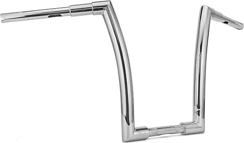 WSays 14‘’ Rise 1.5 inch Fat Bar Steel Pipe Ape Bar Handlebar Chrome Compatible with Harley Dyna Softail Sportster XL 883 1200, Road King Model & 1998-2013 Road Glide  - Lot 316