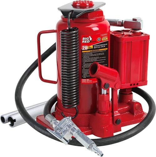 BIG RED TA92006 Torin Pneumatic Air Hydraulic Bottle Jack with Manual Hand Pump, 20 Ton (40,000 lb) Capacity, Red  - Lot 899