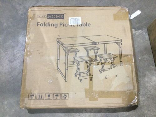 VIVOHOME Aluminum Portable Folding Picnic Table with 4 Stools - Bent Leg  - Lot 909