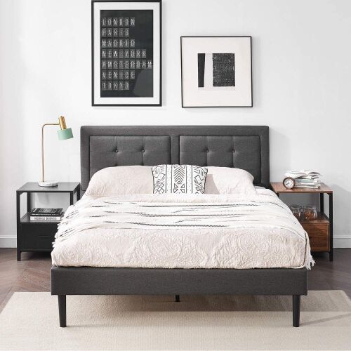 VECELO Upholstered Platform Bed Frame with Height Adjustable Headboard/Mattress Foudation, Strong Slat Support, Easy Assembly, Full  - Lot 383
