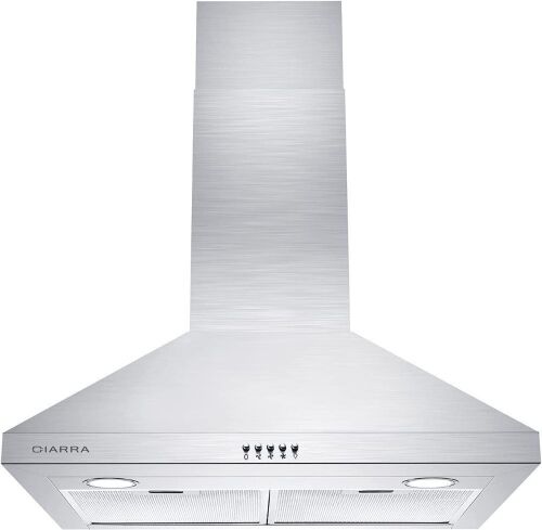 Wall Mount Range Hood 30 inch with 450 CFM Stainless Steel Stove Vent Hood for Kitchen with 3 Speed Exhaust Fan Ducted and Ductless Convertible CAS75206P  - Lot 208