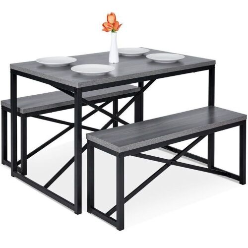 3-Piece Bench Style Dining Furniture Set w/ 2 Benches, Table - 45.5in - Lot 75