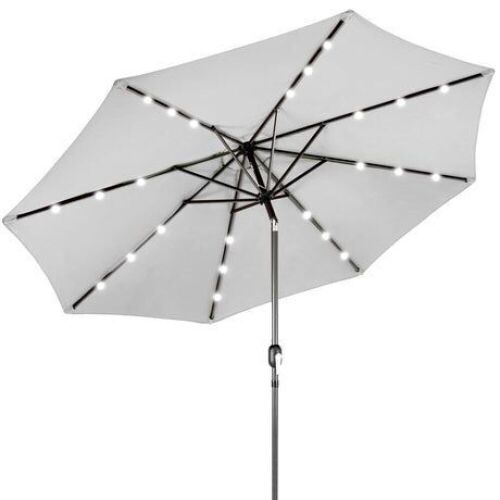 Solar LED Lighted Patio Umbrella w/ Tilt Adjustment, UV-Resistance - 10ft - Lot 352