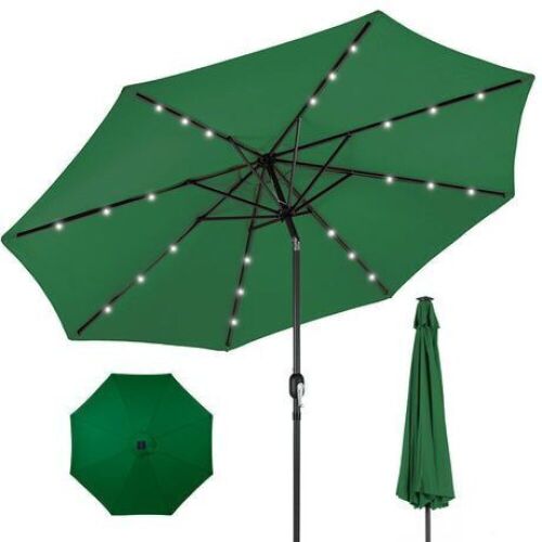Solar LED Lighted Patio Umbrella w/ Tilt Adjustment, UV-Resistance - 10ft - Lot 689